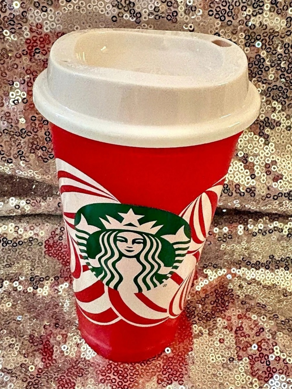 Starbucks Holiday Reusable Red Cup with White Lid, Red & White